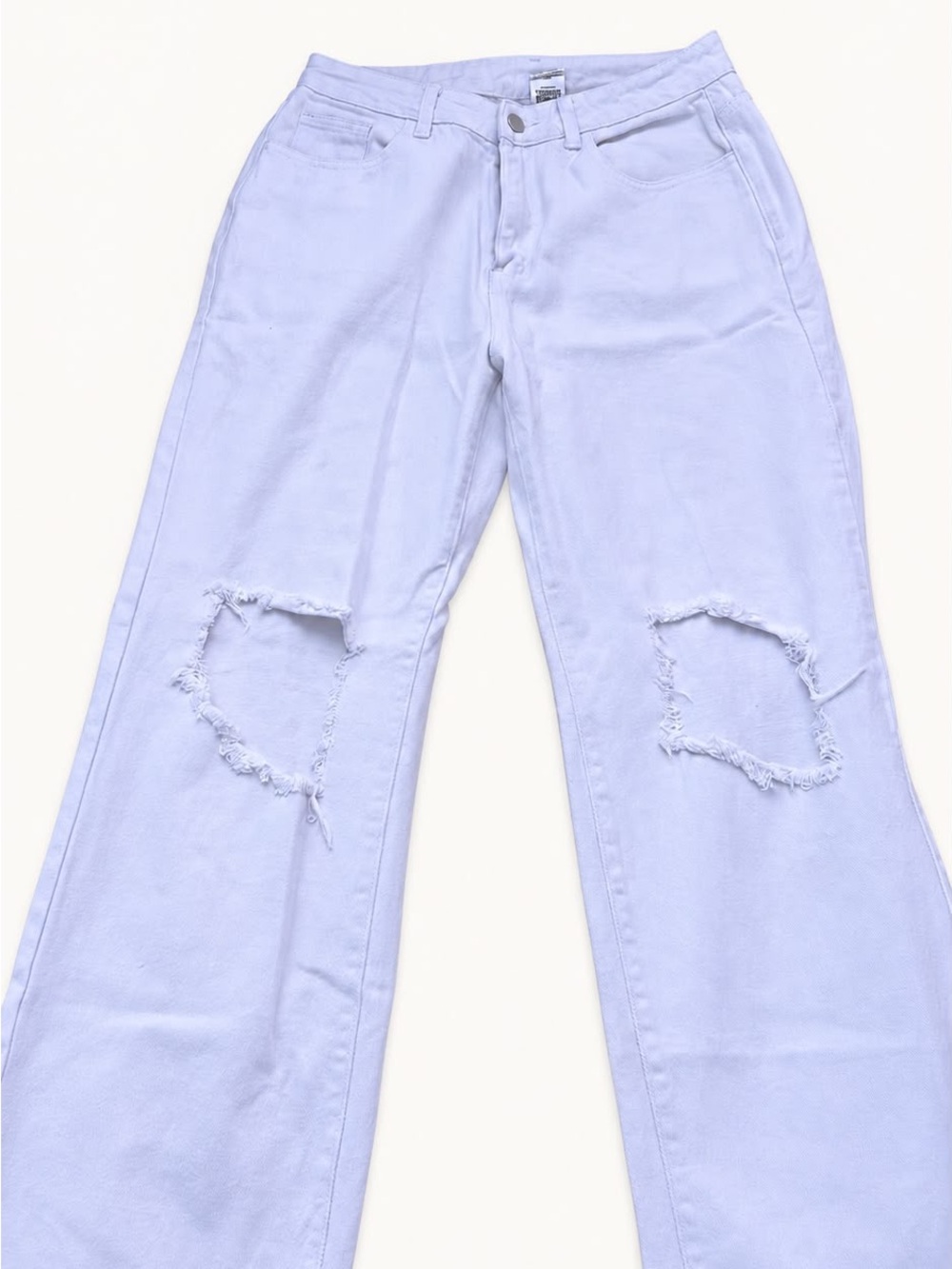 High-Rise White Wide-Leg Distressed Jeans for Women